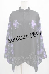 ACDC RAG / をち水キモノシャツ  ブラック×パープル H-25-02-26-044-PU-BL-KB-ZH