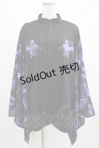 ACDC RAG / をち水キモノシャツ  ブラック×パープル H-25-02-26-044-PU-BL-KB-ZH