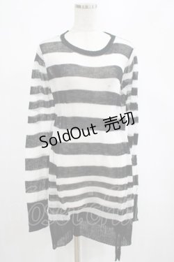 画像1: PUNK RAVE / Insanity striped sweater Free ホワイト H-25-02-26-057-PU-TO-KB-ZH