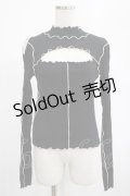 lilLilly / カットアウトリブトップス  ブラック H-25-02-26-063-LO-TO-KB-ZH