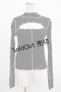 lilLilly / カットアウトリブトップス  ブラック H-25-02-26-063-LO-TO-KB-ZH