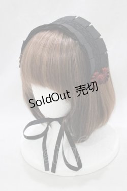 画像1: abilletage / チャイナボタンヘッドドレス  ブラック×ワインチャイナボタン H-25-02-26-070-GO-AC-KB-ZH