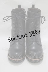 YOSUKE / 厚底レースアップショートブーツ S ブラック H-25-02-26-074-PU-SH-KB-ZH