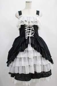 ATELIER PIERROT / Bustle Corsetジャンパースカート【Plus size】 2 ブラック×ホワイト H-25-02-26-014-EL-OP-KB-ZH