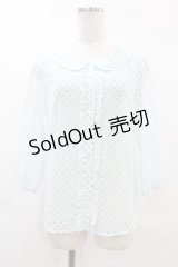 Emily Temple cute / ジョーゼットドットブラウス  白×サックス H-25-02-27-1052-ET-BL-KB-ZH
