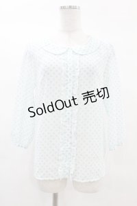 Emily Temple cute / ジョーゼットドットブラウス  白×サックス H-25-02-27-1052-ET-BL-KB-ZH