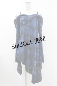 Qutie Frash / オフショル着物チュニック  ブルー H-25-02-27-1013-QU-TO-KB-ZH