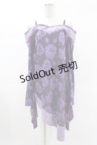 Qutie Frash / オフショル着物チュニック  パープル H-25-02-27-1014-QU-TO-KB-ZH