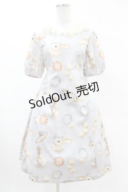 画像1: Leur Getter / Rabbit Pearl袖付ワンピース M サックス H-25-02-27-1019-LU-OP-KB-ZH