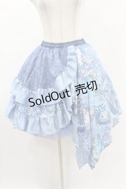 画像1: Qutie Frash / 和柄アシメパニエスカート FREE 青 H-25-02-27-1023-QU-SK-KB-ZH