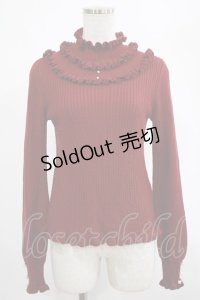 axes femme / フリルテレコニットソー M ボルドー H-25-02-28-027-AX-TO-NS-ZH