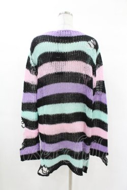 画像2: KILL STAR / Pastel Punk Knit Sweater M 黒×ピンク×パープル×ミント H-25-02-28-1050-SL-TO-KB-ZH
