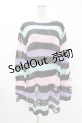 KILL STAR / Pastel Punk Knit Sweater M 黒×ピンク×パープル×ミント H-25-02-28-1051-SL-TO-KB-ZH
