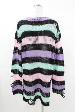 画像2: KILL STAR / Pastel Punk Knit Sweater M 黒×ピンク×パープル×ミント H-25-02-28-1051-SL-TO-KB-ZH