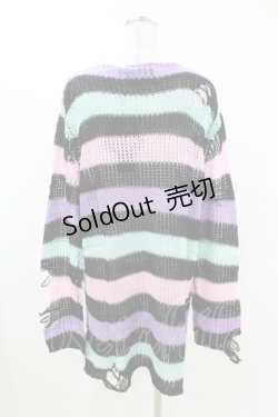 画像2: KILL STAR / Pastel Punk Knit Sweater M 黒×ピンク×パープル×ミント H-25-02-28-1051-SL-TO-KB-ZH