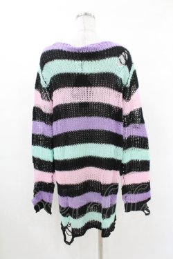 画像2: KILL STAR / Pastel Punk Knit Sweater M 黒×ピンク×パープル×ミント H-25-02-28-1052-SL-TO-KB-ZH