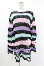 画像1: KILL STAR / Pastel Punk Knit Sweater M 黒×ピンク×パープル×ミント H-25-02-28-1053-SL-TO-KB-OS (1)