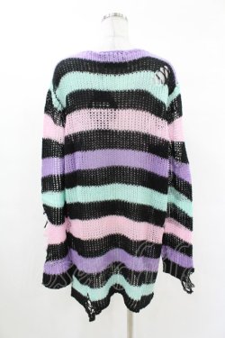 画像2: KILL STAR / Pastel Punk Knit Sweater M 黒×ピンク×パープル×ミント H-25-02-28-1053-SL-TO-KB-ZH