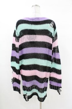 画像2: KILL STAR / Pastel Punk Knit Sweater M 黒×ピンク×パープル×ミント H-25-02-28-1054-SL-TO-KB-ZH