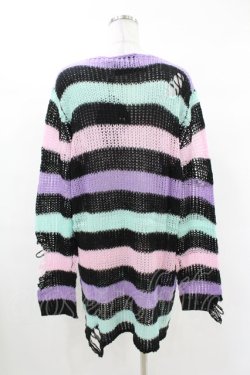 画像2: KILL STAR / Pastel Punk Knit Sweater M 黒×ピンク×パープル×ミント H-25-02-28-1055-SL-TO-KB-ZH