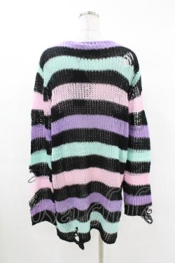 画像2: KILL STAR / Pastel Punk Knit Sweater S 黒×ピンク×パープル×ミント H-25-02-28-1056-SL-TO-KB-ZH