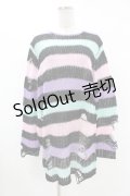 KILL STAR / Pastel Punk Knit Sweater S 黒×ピンク×パープル×ミント H-25-02-28-1057-SL-TO-KB-ZI