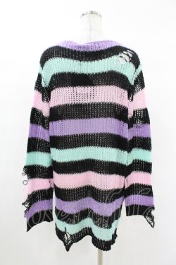 画像2: KILL STAR / Pastel Punk Knit Sweater S 黒×ピンク×パープル×ミント H-25-02-28-1057-SL-TO-KB-ZH