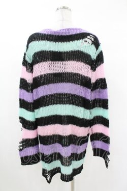 画像2: KILL STAR / Pastel Punk Knit Sweater S 黒×ピンク×パープル×ミント H-25-02-28-1058-SL-TO-KB-ZH