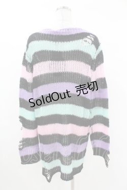 画像2: KILL STAR / Pastel Punk Knit Sweater S 黒×ピンク×パープル×ミント H-25-02-28-1058-SL-TO-KB-ZI