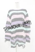 KILL STAR / Pastel Punk Knit Sweater S 黒×ピンク×パープル×ミント H-25-02-28-1059-SL-TO-KB-ZY