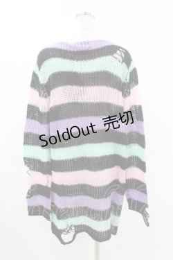 画像2: KILL STAR / Pastel Punk Knit Sweater S 黒×ピンク×パープル×ミント H-25-02-28-1059-SL-TO-KB-ZY