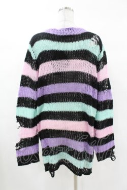 画像2: KILL STAR / Pastel Punk Knit Sweater S 黒×ピンク×パープル×ミント H-25-02-28-1061-SL-TO-KB-ZH