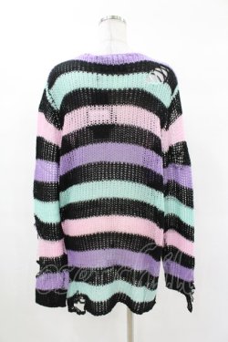 画像2: KILL STAR / Pastel Punk Knit Sweater XS 黒×ピンク×パープル×ミント H-25-02-28-1062-SL-TO-KB-ZH