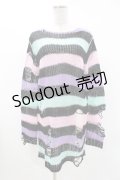KILL STAR / Pastel Punk Knit Sweater XS 黒×ピンク×パープル×ミント H-25-02-28-1064-SL-TO-KB-ZI