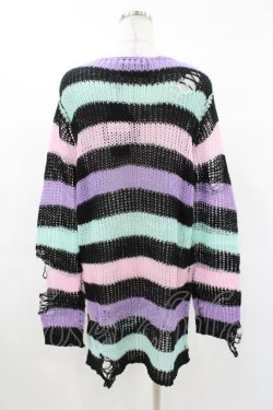 画像2: KILL STAR / Pastel Punk Knit Sweater XS 黒×ピンク×パープル×ミント H-25-02-28-1064-SL-TO-KB-ZH