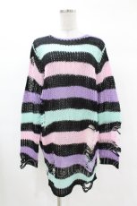 画像1: KILL STAR / Pastel Punk Knit Sweater XS 黒×ピンク×パープル×ミント H-25-02-28-1065-SL-TO-KB-OS (1)