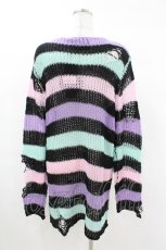 画像2: KILL STAR / Pastel Punk Knit Sweater XS 黒×ピンク×パープル×ミント H-25-02-28-1066-SL-TO-KB-ZT613 (2)