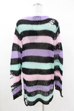 画像2: KILL STAR / Pastel Punk Knit Sweater XS 黒×ピンク×パープル×ミント H-25-02-28-1067-SL-TO-KB-ZH