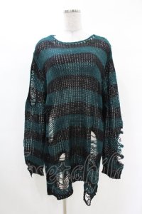 KILL STAR / Sea Punk Knit Sweater M ブルーグリーン H-25-02-28-1015-SL-TO-KB-ZI