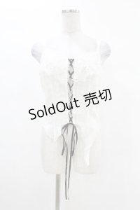 DARK IN LOVE / Punk decadent hole white sleeveless crop top L ホワイト H-25-02-28-1002-PU-TO-KB-ZH