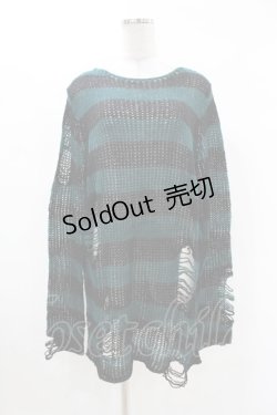 画像1: 【SALE】KILL STAR / Sea Punk Knit Sweater S ブルーグリーン H-25-02-28-1021-SL-TO-KB-ZT051