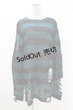 画像1: KILL STAR / Sea Punk Knit Sweater XS ブルーグリーン H-25-02-28-1026-SL-TO-KB-ZT0407S