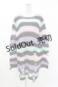 KILL STAR / Pastel Punk Knit Sweater L 黒×ピンク×パープル×ミント H-25-02-28-1030-SL-TO-KB-ZY
