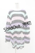 【SALE】KILL STAR / Pastel Punk Knit Sweater L 黒×ピンク×パープル×ミント H-25-02-28-1031-SL-TO-KB-ZT051