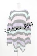 KILL STAR / Pastel Punk Knit Sweater L 黒×ピンク×パープル×ミント H-25-02-28-1033-SL-TO-KB-ZI