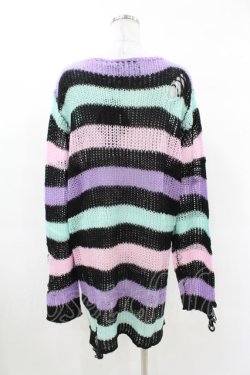 画像2: KILL STAR / Pastel Punk Knit Sweater L 黒×ピンク×パープル×ミント H-25-02-28-1033-SL-TO-KB-ZI