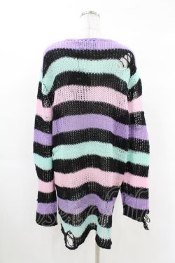 画像2: KILL STAR / Pastel Punk Knit Sweater L 黒×ピンク×パープル×ミント H-25-02-28-1036-SL-TO-KB-ZI