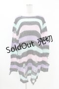 KILL STAR / Pastel Punk Knit Sweater L 黒×ピンク×パープル×ミント H-25-02-28-1038-SL-TO-KB-ZH