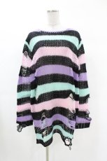 画像1: KILL STAR / Pastel Punk Knit Sweater M 黒×ピンク×パープル×ミント H-25-02-28-1044-SL-TO-KB-OS (1)