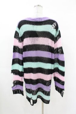 画像2: KILL STAR / Pastel Punk Knit Sweater M 黒×ピンク×パープル×ミント H-25-02-28-1044-SL-TO-KB-ZH